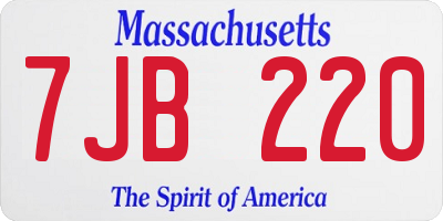 MA license plate 7JB220