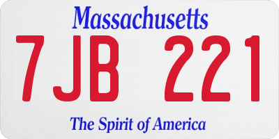 MA license plate 7JB221