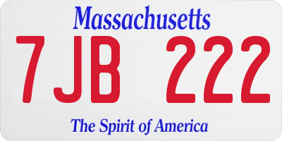 MA license plate 7JB222