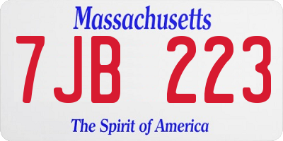 MA license plate 7JB223