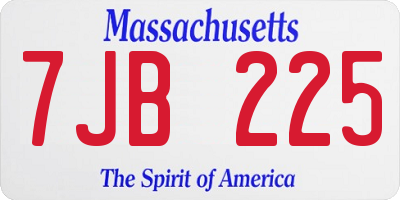 MA license plate 7JB225