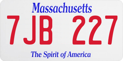 MA license plate 7JB227