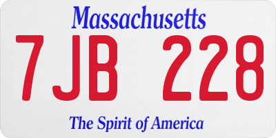 MA license plate 7JB228