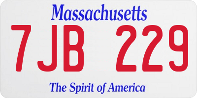 MA license plate 7JB229