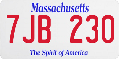 MA license plate 7JB230
