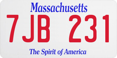 MA license plate 7JB231