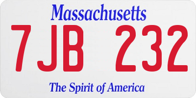 MA license plate 7JB232