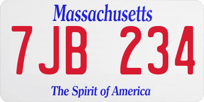 MA license plate 7JB234