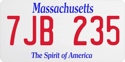 MA license plate 7JB235