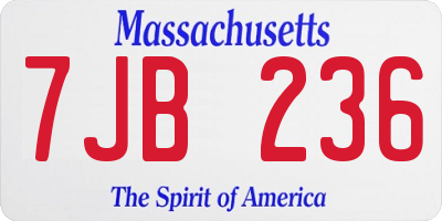 MA license plate 7JB236
