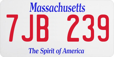 MA license plate 7JB239