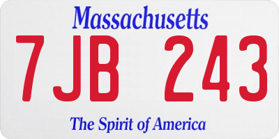 MA license plate 7JB243