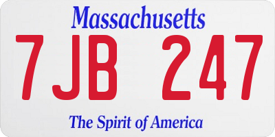 MA license plate 7JB247