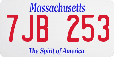 MA license plate 7JB253