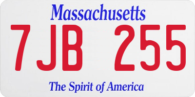 MA license plate 7JB255