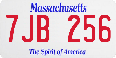 MA license plate 7JB256
