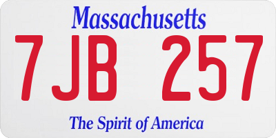 MA license plate 7JB257