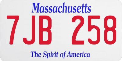 MA license plate 7JB258