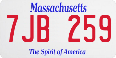MA license plate 7JB259