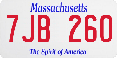 MA license plate 7JB260