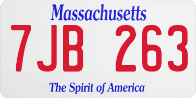 MA license plate 7JB263
