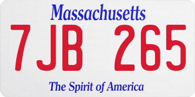 MA license plate 7JB265