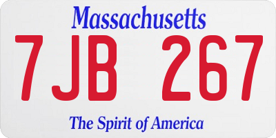 MA license plate 7JB267