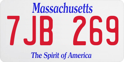 MA license plate 7JB269