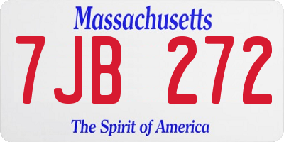 MA license plate 7JB272