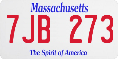 MA license plate 7JB273