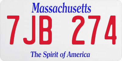 MA license plate 7JB274