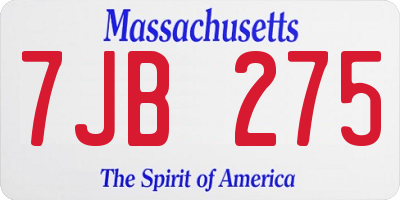 MA license plate 7JB275