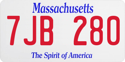 MA license plate 7JB280