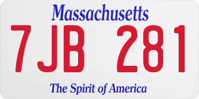 MA license plate 7JB281