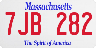 MA license plate 7JB282