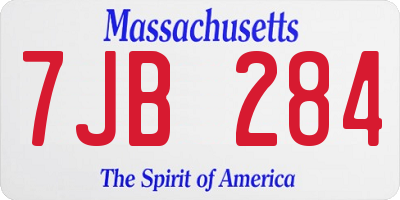 MA license plate 7JB284