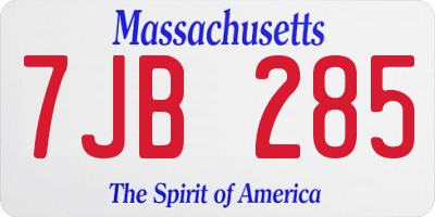 MA license plate 7JB285