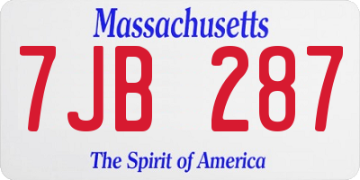 MA license plate 7JB287