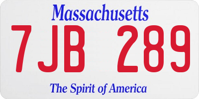 MA license plate 7JB289
