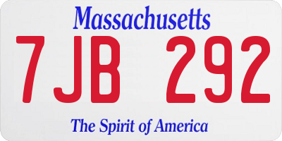 MA license plate 7JB292