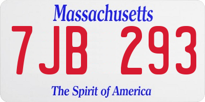 MA license plate 7JB293