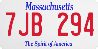 MA license plate 7JB294