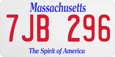 MA license plate 7JB296