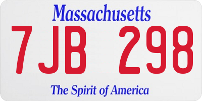 MA license plate 7JB298