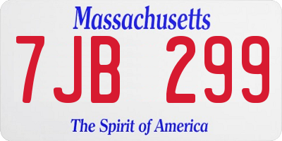 MA license plate 7JB299