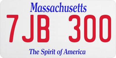 MA license plate 7JB300
