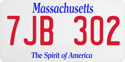 MA license plate 7JB302