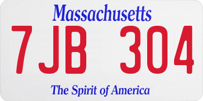 MA license plate 7JB304