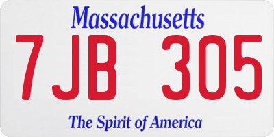 MA license plate 7JB305
