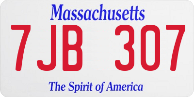 MA license plate 7JB307